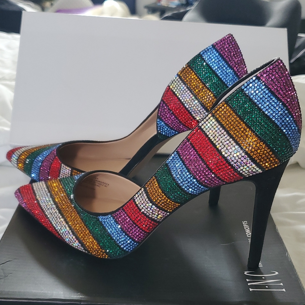 INC International Concepts Multicolor Rhinestone Heels - Picture 5 of 7